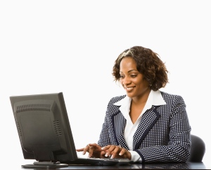 Businesswoman typing